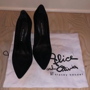 Alice + Olivia Dina Black Suede Heel